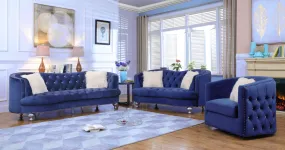 Afreen 3 Pc Living Room Set Blue