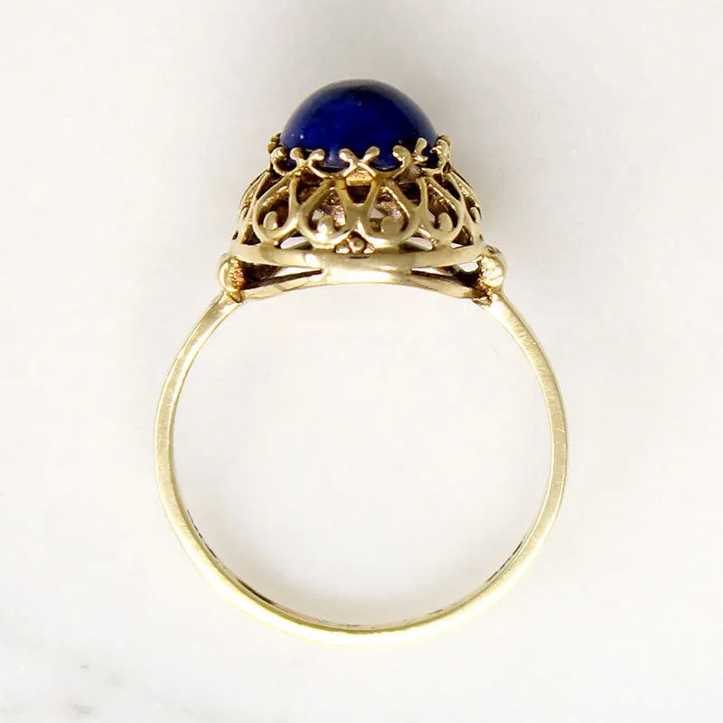 Bohemian Lapis & Gold Filigree Dome Ring