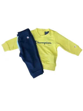 Champion Tuta Sportiva Bimbo Girocollo in cotone garzato 306455 YS019 giallo ocra-navy