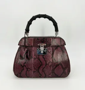 Gucci Purple Python Lady Lock Bag with Bamboo Handle