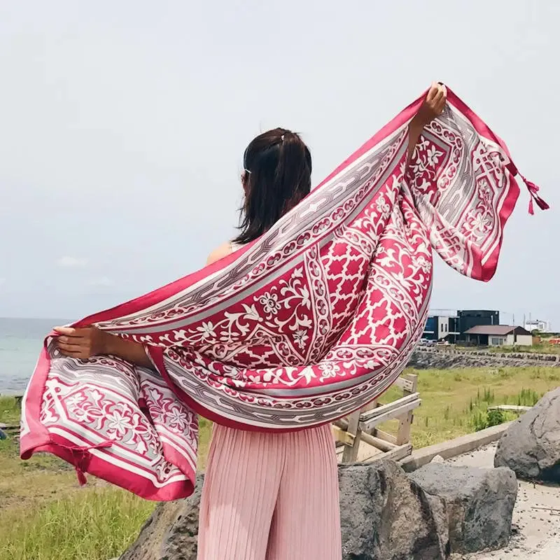 Hot New 90x180cm Twill cotton Pareo 2018 Summer Cover-Ups Rectangle Wrap Scarf Swimsuit Bikini Cover Up Autumn Beach Sarong Mats