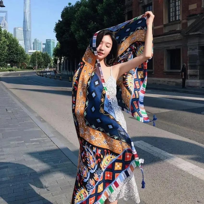 Hot New 90x180cm Twill cotton Pareo 2018 Summer Cover-Ups Rectangle Wrap Scarf Swimsuit Bikini Cover Up Autumn Beach Sarong Mats