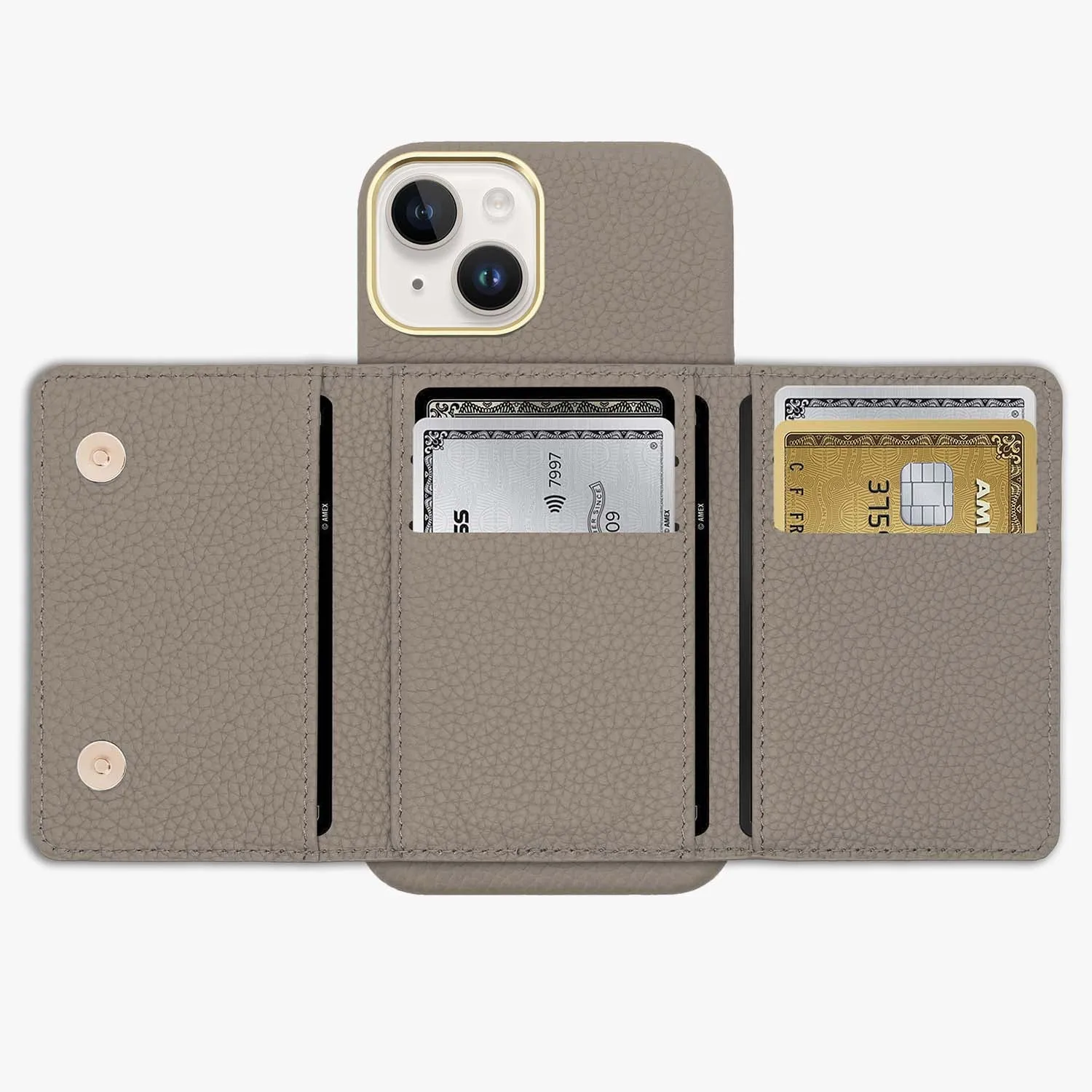 iPhone 16 Pro Leather Case with MagSafe Trifold Wallet Set