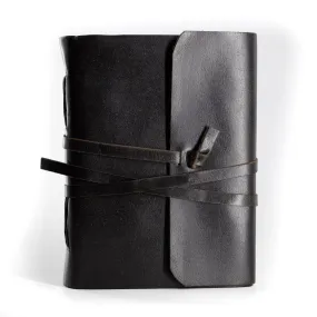 Leather Journal/Writing Notebook Diary/Bound Daily Notepad For Men & Women Unlined Paper Medium 8 x 6 Inches, writing pad (Plain Black, 7 x 5 Inches)