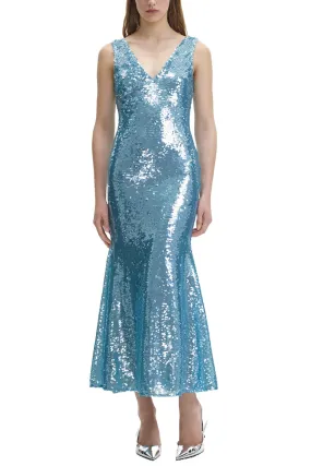 Sequin V Neck Maxi Dress