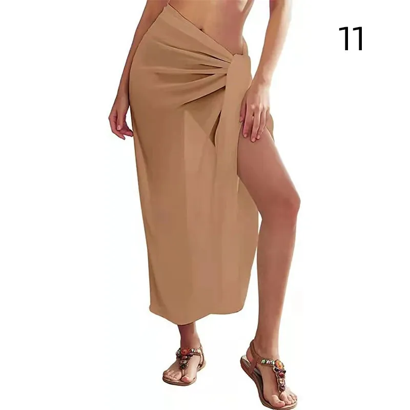 Summer Sexy Beach Skirts Women Beach Wear Chiffon Beach Wrap Skirt Towel Long Sarong Cover Up Sexy Bikini Scarf