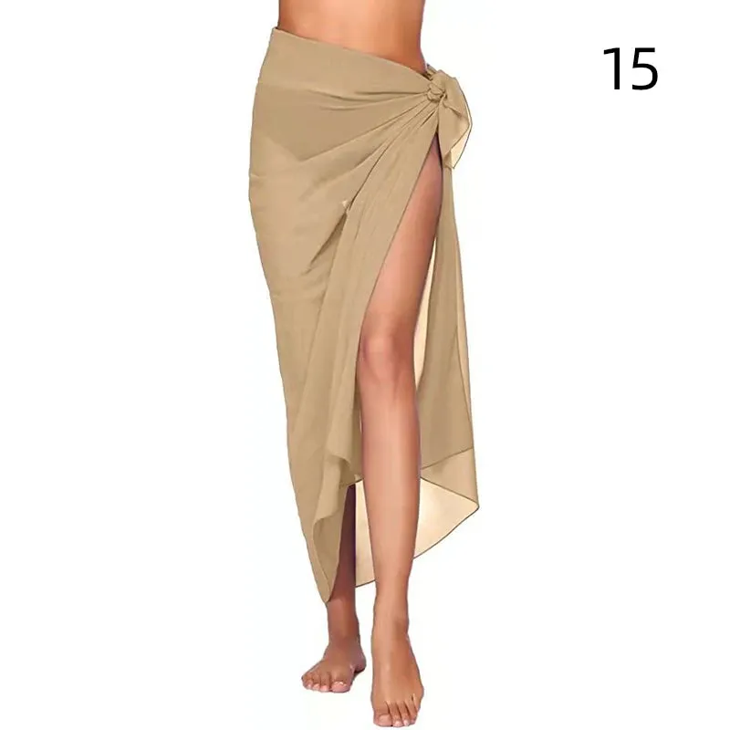 Summer Sexy Beach Skirts Women Beach Wear Chiffon Beach Wrap Skirt Towel Long Sarong Cover Up Sexy Bikini Scarf