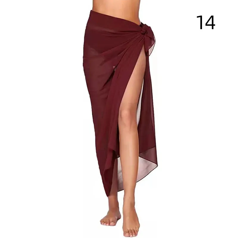 Summer Sexy Beach Skirts Women Beach Wear Chiffon Beach Wrap Skirt Towel Long Sarong Cover Up Sexy Bikini Scarf