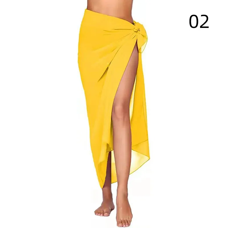 Summer Sexy Beach Skirts Women Beach Wear Chiffon Beach Wrap Skirt Towel Long Sarong Cover Up Sexy Bikini Scarf