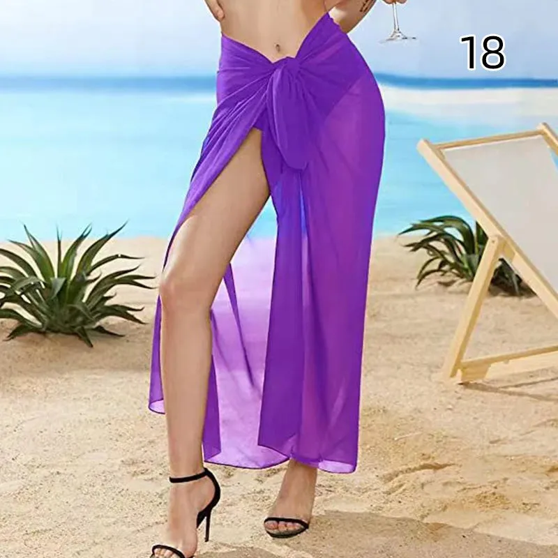 Summer Sexy Beach Skirts Women Beach Wear Chiffon Beach Wrap Skirt Towel Long Sarong Cover Up Sexy Bikini Scarf