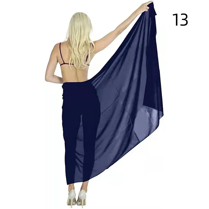 Summer Sexy Beach Skirts Women Beach Wear Chiffon Beach Wrap Skirt Towel Long Sarong Cover Up Sexy Bikini Scarf