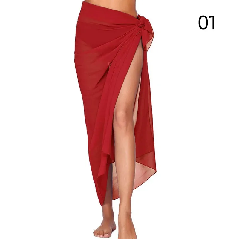 Summer Sexy Beach Skirts Women Beach Wear Chiffon Beach Wrap Skirt Towel Long Sarong Cover Up Sexy Bikini Scarf