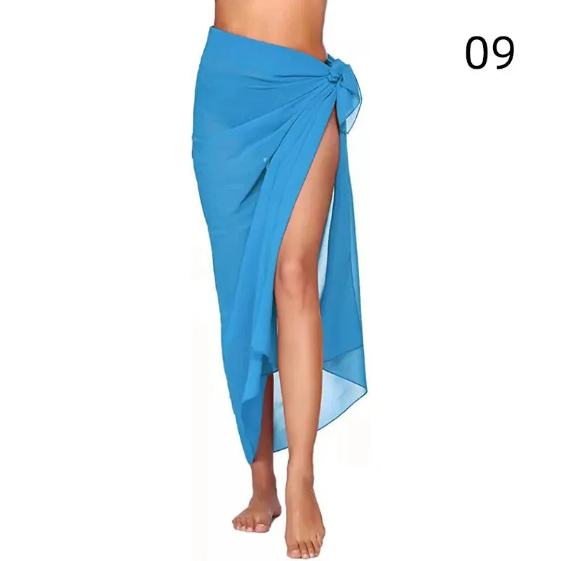 Summer Sexy Beach Skirts Women Beach Wear Chiffon Beach Wrap Skirt Towel Long Sarong Cover Up Sexy Bikini Scarf