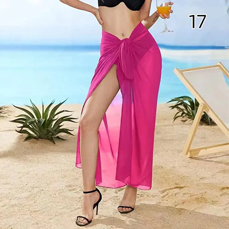 Summer Sexy Beach Skirts Women Beach Wear Chiffon Beach Wrap Skirt Towel Long Sarong Cover Up Sexy Bikini Scarf