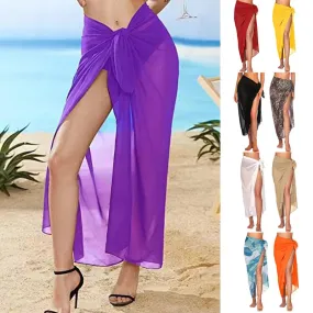 Summer Sexy Beach Skirts Women Beach Wear Chiffon Beach Wrap Skirt Towel Long Sarong Cover Up Sexy Bikini Scarf